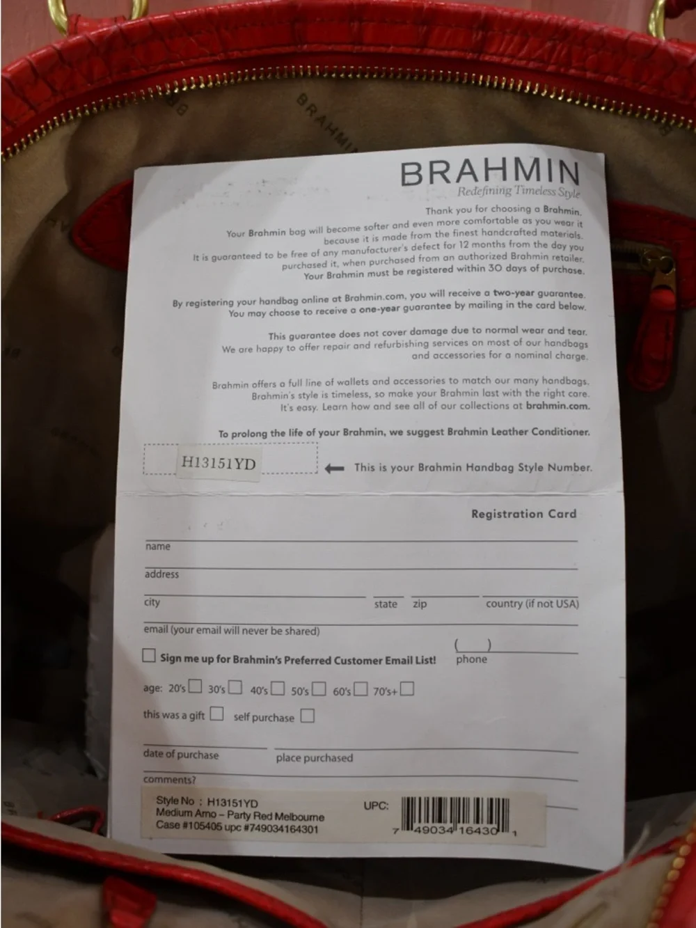 Brahmin Red Croc-Embossed Tote - Picture 6 of 6
